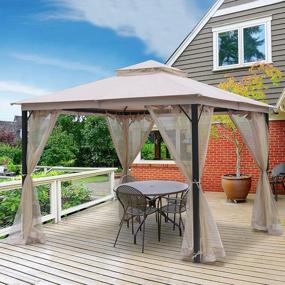 img 4 attached to 10X10 Outdoor Gazebo Canopy With Mosquito Netting - 99% UV Rays Block, CPAI-84 Certified For Patios, Lawns & Backyards | ASTEROUTDOOR