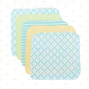 img 2 attached to 10-Pack Soft Terry Washcloth Wipes Set For Newborn Boys And Girls - Green Diamonds - Spasilk