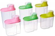 пластиковые контейнеры для пищевых продуктов без бисфенола-а - набор из 6 штук, больших и маленьких, розового, зеленого и желтого цвета (qi003216.6) логотип