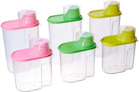 img 2 attached to Пластиковые контейнеры для пищевых продуктов без бисфенола-А - набор из 6 штук, больших и маленьких, розового, зеленого и желтого цвета (QI003216.6)