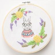 complete embroidery starter kit with pattern: includes cloth, hoop, threads, and tools - perfect for beginners and diy stitch enthusiasts logo
