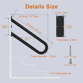 img 3 attached to ZUEXT 2-Pack 20" U-Shaped Oil Rubbed Black Safety Grab Bar Handrail For 1-3 Steps, Wall Mounted Stair Railing For Outdoor Garage Interior Exterior Stairs