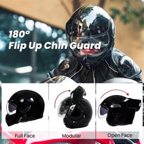 img 3 attached to ILM Vintage Full Face Modular Motorcycle Helmet For Adults Men ATV UTV With 180° Reversible Chin Guard DOT Model-B707(Gloss Black