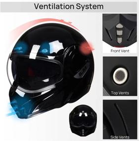 img 2 attached to ILM Vintage Full Face Modular Motorcycle Helmet For Adults Men ATV UTV With 180° Reversible Chin Guard DOT Model-B707(Gloss Black