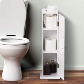 img 2 attached to Small Bathroom Corner Cabinet With Doors And Shelves - HOMCOM Toilet Paper Storage Organizer For Shampoo, White
