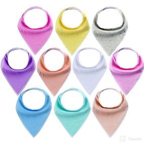 img 4 attached to 👶 MYZIDEA Unisex 10-Pack Baby Bibs: Organic Cotton Solid Bandana Bibs for Boys and Girls, Waterproof & Stylish Toddler Bibs - Plain Colors