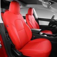protect your tesla model 3's seats with xipoo's all-weather leather cover - red pu, 11 pcs logo