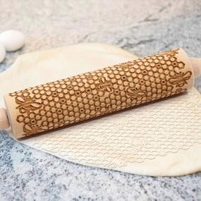 img 3 attached to Decorate Your Cookies With Precision: Honeycomb Embossed Wooden Rolling Pin With 3D Bee Pattern - Perfect Kitchen Tool And Gift For Christmas And Housewarming.