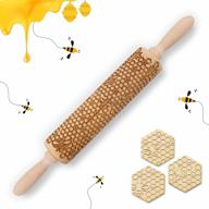 decorate your cookies with precision: honeycomb embossed wooden rolling pin with 3d bee pattern - perfect kitchen tool and gift for christmas and housewarming. logo