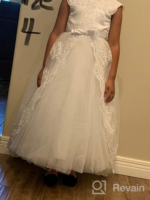 img 1 attached to ABAO SISTER Elegant Satin Lace Fancy Flower Girl Dress, Perfect for Pageant and Ball Gown Events (Size 2, Ivory) review by Michael Mayes