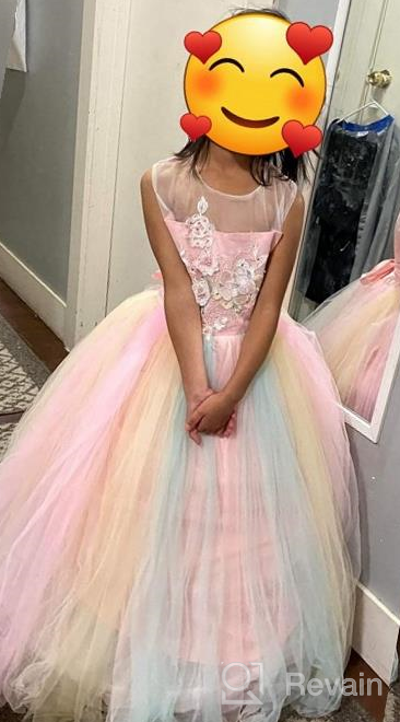 img 1 attached to Unicorn Rainbow Long Tulle Dress For Girls - Perfect For Weddings, Birthdays, Princess Parties, Carnivals, Performances, Dances, Pageants, And Ball Gowns By MYRISAM review by Jerome Turner