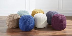 img 1 attached to Cream Beige Hand-Knitted Ottoman Pouf By BrylaneHome