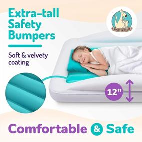 img 2 attached to Extra Safe Toddler Air Mattress With Sides, Air Pump, Pillow, Travel Bag And Repair Kit - Portable Kids' Travel Bed With Tall Safety Bumpers