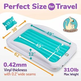 img 1 attached to Extra Safe Toddler Air Mattress With Sides, Air Pump, Pillow, Travel Bag And Repair Kit - Portable Kids' Travel Bed With Tall Safety Bumpers