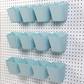 img 2 attached to FRIMOONY Large Pegboard Bins With Hooks, For Organizing Various Tools, Blue, 12 Pack