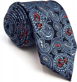 img 4 attached to S&W SHLAX&WING Ties For Men Blue Grey Paisley Striped Extra Long Skinny Classic Necktie New
