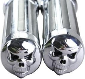 img 2 attached to 🖐️ 1&#39;&#39; Skull Chrome Rubber Hand Grip for Motorcycle Handle Bar - TSWNE