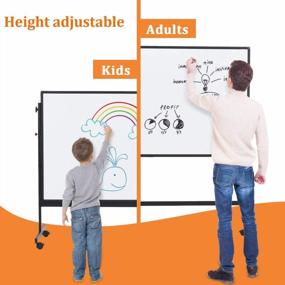 img 2 attached to Large Rolling Whiteboard On Wheels: 48X36 Inches, Double-Sided Magnetic Dry Erase Board With Height Adjustable Stand For Home & Office Use