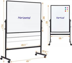 img 3 attached to Large Rolling Whiteboard On Wheels: 48X36 Inches, Double-Sided Magnetic Dry Erase Board With Height Adjustable Stand For Home & Office Use