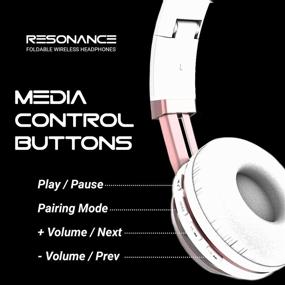 img 1 attached to 🎧 Aduro Resonance Bluetooth Wireless Headphones with Microphone - Foldable Over The Ear Headphones with Mic - Rechargeable Wireless Headset - White and Rose Gold