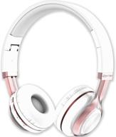 🎧 aduro resonance bluetooth wireless headphones with microphone - foldable over the ear headphones with mic - rechargeable wireless headset - white and rose gold логотип