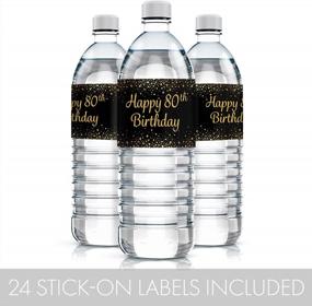 img 2 attached to Сделайте смелое заявление с черными и золотыми этикетками для бутылок с водой в честь 80-летия - 24 наклейки