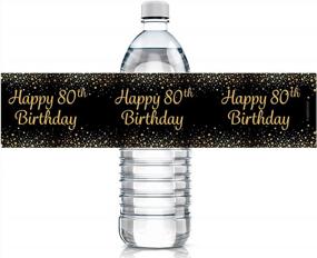 img 4 attached to Make A Bold Statement With Black And Gold 80Th Birthday Party Water Bottle Labels - 24 Stickers