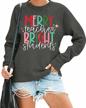 women's christmas teacher graphic print crewneck sweatshirt long sleeve holiday shirt tops logo