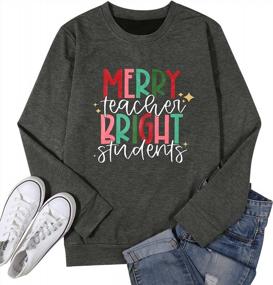 img 2 attached to Women'S Christmas Teacher Graphic Print Crewneck Sweatshirt Long Sleeve Holiday Shirt Tops