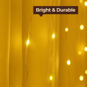 img 1 attached to KINGTOP Curtain Fairy String Lights Plug In Twinkle 600 LED Outdoor Waterproof Hanging Window Backdrop For Patio Wedding Bedroom Party Back Yard Garden Decorations, Warm White (19.68X9.8Ft)