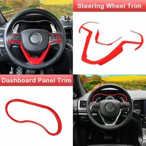 img 3 attached to Sunluway 17 PCS Interior Decoration Trim Kit Fits For Jeep Grand Cherokee 2016-2021 - Steering Wheel Cover, Dashboard Decoration, Gear Shift Panel And A-Pillar Air Outlet Vent Decoration Cover (Red)