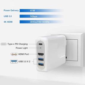 img 2 attached to Концентратор USB-C для зарядного устройства MacBook Pro мощностью 61 Вт Адаптер 4-в-1 с выходом HDMI 4K 2 порта USB 3.0