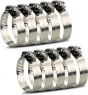 indusky adjustable 304 stainless steel worm gear hose clamps - 10 pack, 27-51mm range - perfect for plumbing, automotive, and mechanical applications - fuel line clamps and assortment kit logo