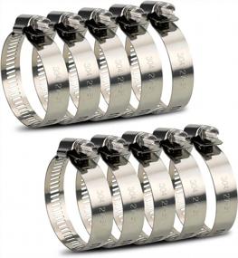 img 4 attached to InduSKY Adjustable 304 Stainless Steel Worm Gear Hose Clamps - 10 Pack, 27-51Mm Range - Perfect For Plumbing, Automotive, And Mechanical Applications - Fuel Line Clamps And Assortment Kit