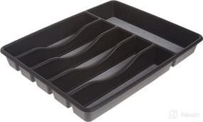 img 4 attached to 🍴 Rubbermaid Non-Slip Large Silverware Tray Organizer - Black and Gray