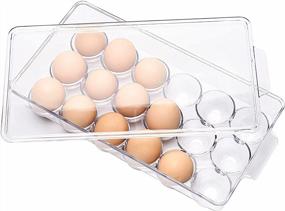 img 3 attached to Прозрачный держатель для яиц в холодильнике на 18 яиц, контейнер для яиц Ambergron для холодильника, решение для хранения на кухне