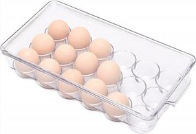 img 4 attached to Прозрачный держатель для яиц в холодильнике на 18 яиц, контейнер для яиц Ambergron для холодильника, решение для хранения на кухне
