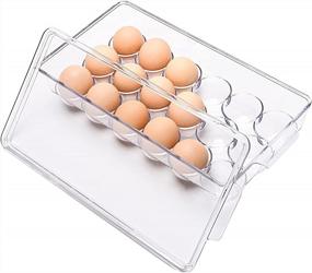 img 2 attached to Прозрачный держатель для яиц в холодильнике на 18 яиц, контейнер для яиц Ambergron для холодильника, решение для хранения на кухне
