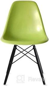 img 1 attached to 🪑 2xhome Green Molded Plastic Shell Chair: Stylish Dining or Bedroom Side Chair with Black Wooden Eiffel Dowel Leg Base