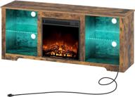 upgrade your living room with rolanstar's rustic brown fireplace tv stand - perfect for tvs up to 65 inches and features led lights, power outlets, and adjustable glass shelves. logo