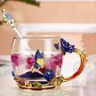 handmade blue rose butterfly tea cup - perfect gift for friends, weddings, and birthdays - 12 oz capacity logo