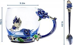 img 3 attached to Handmade Blue Rose Butterfly Tea Cup - Perfect Gift For Friends, Weddings, And Birthdays - 12 Oz Capacity