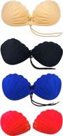 lace-up backless & strapless bra: reusable silicone adhesive with braza she shells logo