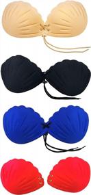 img 2 attached to Lace-Up Backless & Strapless Bra: Reusable Silicone Adhesive With Braza She Shells