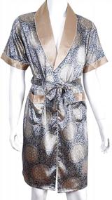 img 3 attached to GERINLY Men'S Silk Satin Bathrobe Short Sleeve Robe Luxury Kimono Nightgown Pajamas Loungwear Summer Spa