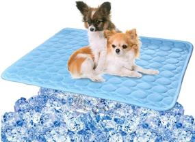 img 4 attached to Keep Your Furry Friends Cool And Comfortable With VeMee Cooling Mat Pad - XL Size, Ice Silk Material, Perfect For Kennels, Beds, And Car Seats!