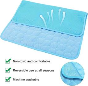 img 1 attached to Keep Your Furry Friends Cool And Comfortable With VeMee Cooling Mat Pad - XL Size, Ice Silk Material, Perfect For Kennels, Beds, And Car Seats!