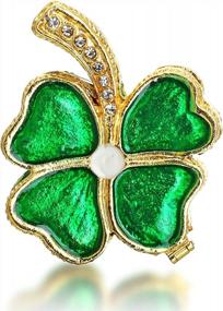 img 4 attached to Jeweled Four Leaf Clover Trinket Box - A Stunning Decorative Piece For Your Jewelry Collection!