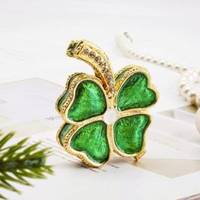 img 1 attached to Jeweled Four Leaf Clover Trinket Box - A Stunning Decorative Piece For Your Jewelry Collection!