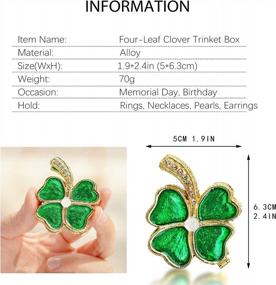 img 2 attached to Jeweled Four Leaf Clover Trinket Box - A Stunning Decorative Piece For Your Jewelry Collection!